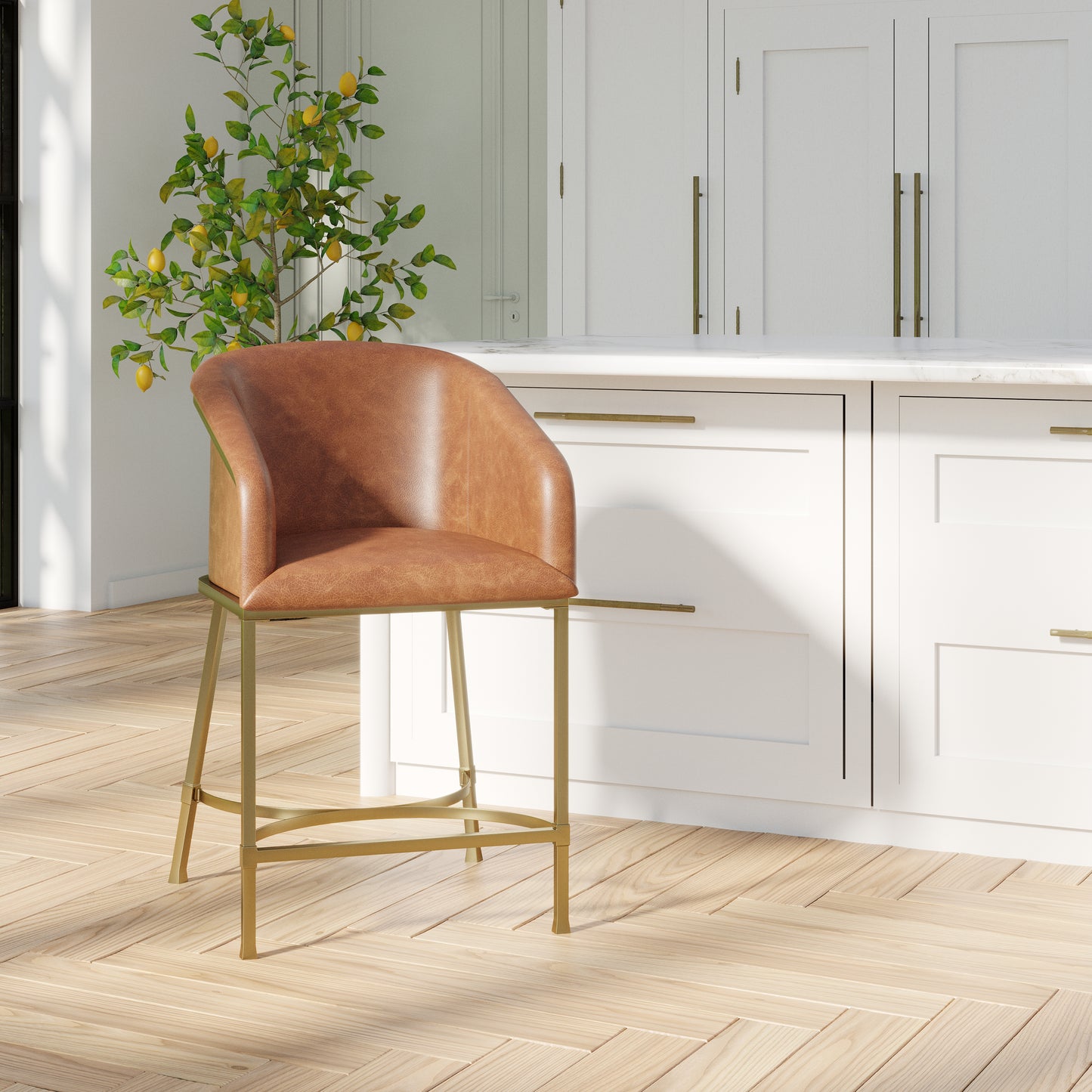 Hampton Bar Stool Brown PU