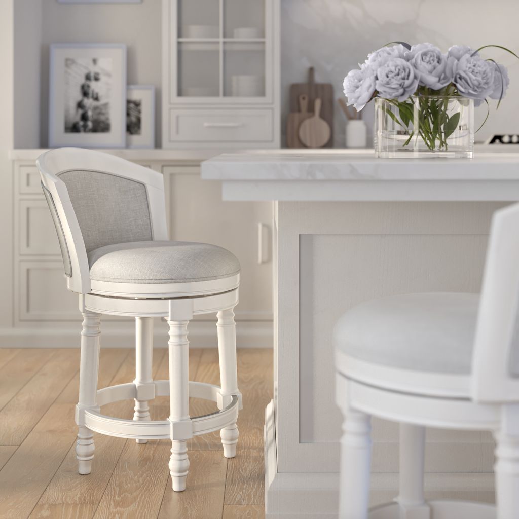 Emily Swivel Stool in White & Light Grey