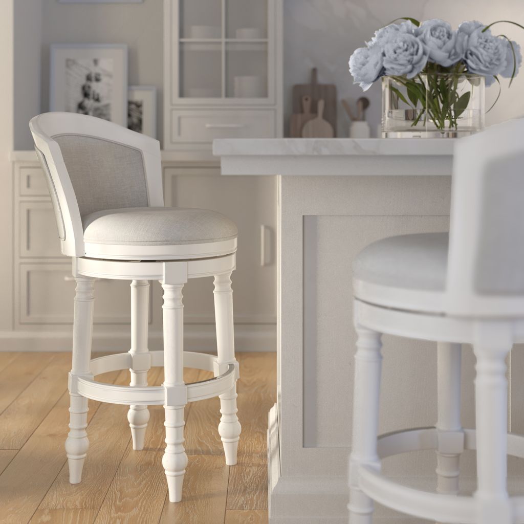 Emily Swivel Stool in White & Light Grey