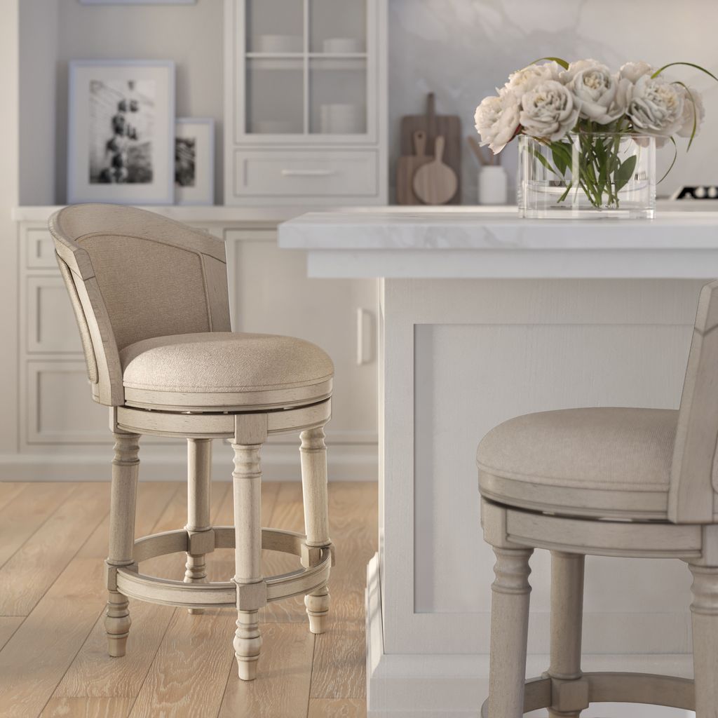 Emily Swivel Stool in Uptown Grey & Beige