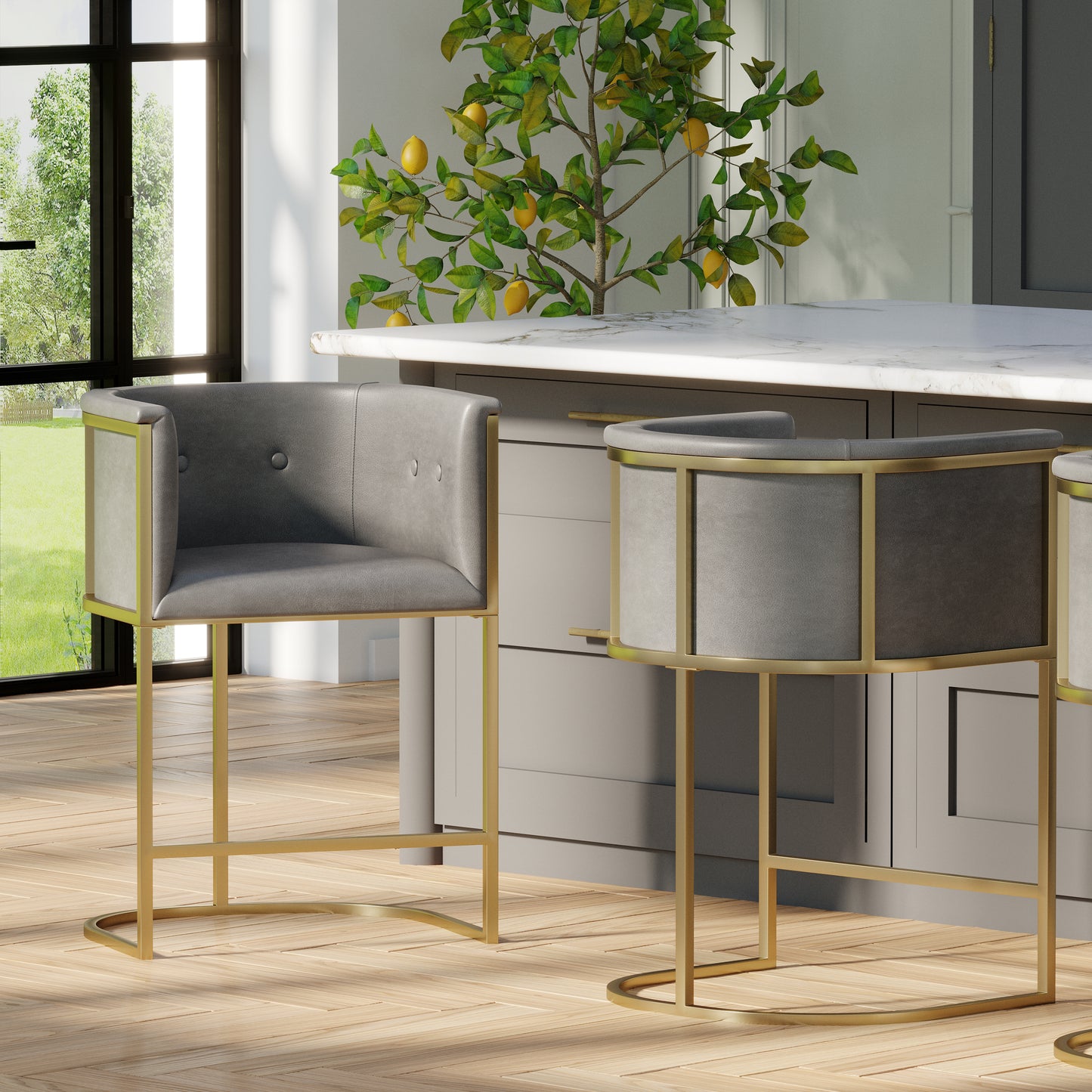 Manhattan Bar Stool Grey PU