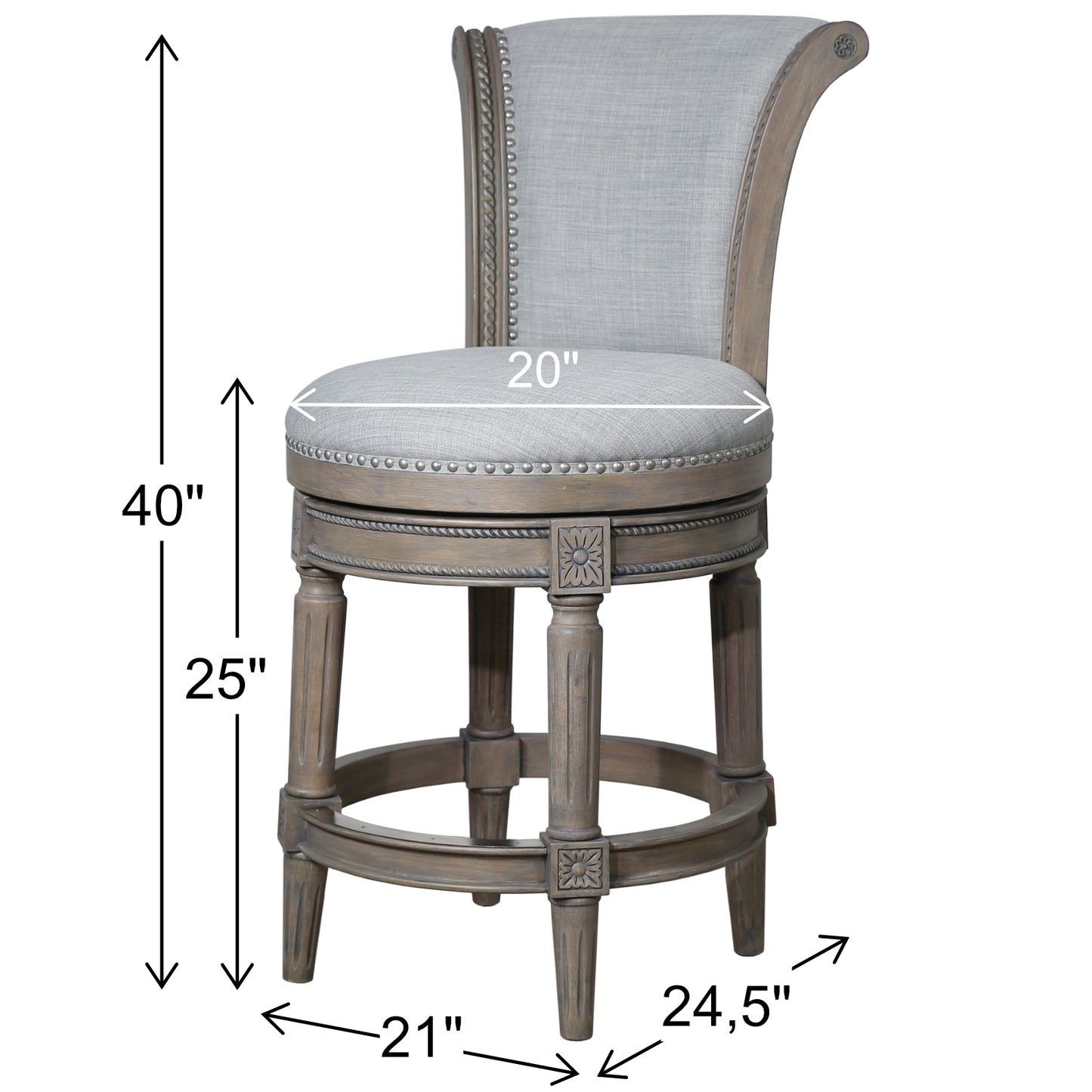 Chapman Swivel Barstool in Weathered Grey