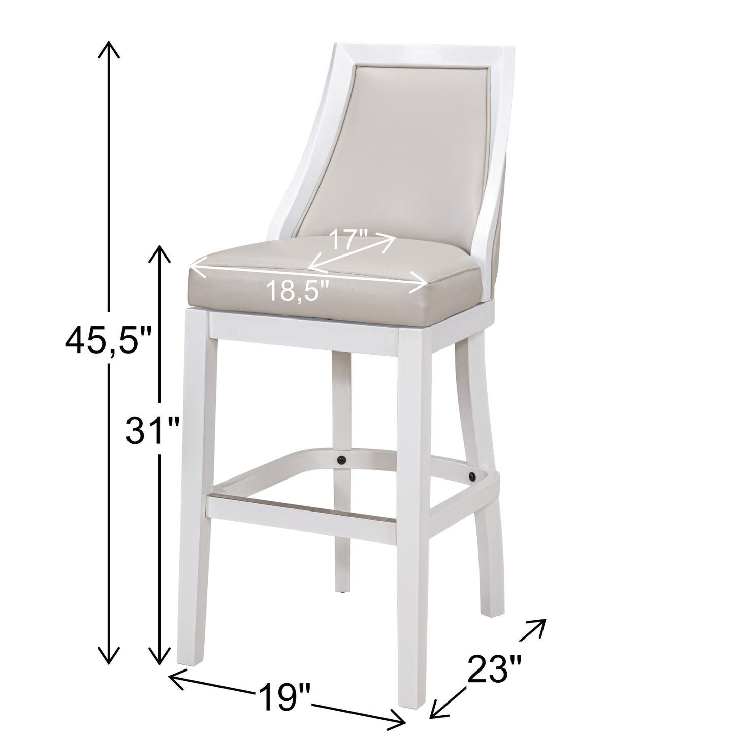 Ellis Swivel Barstool In Alabaster White