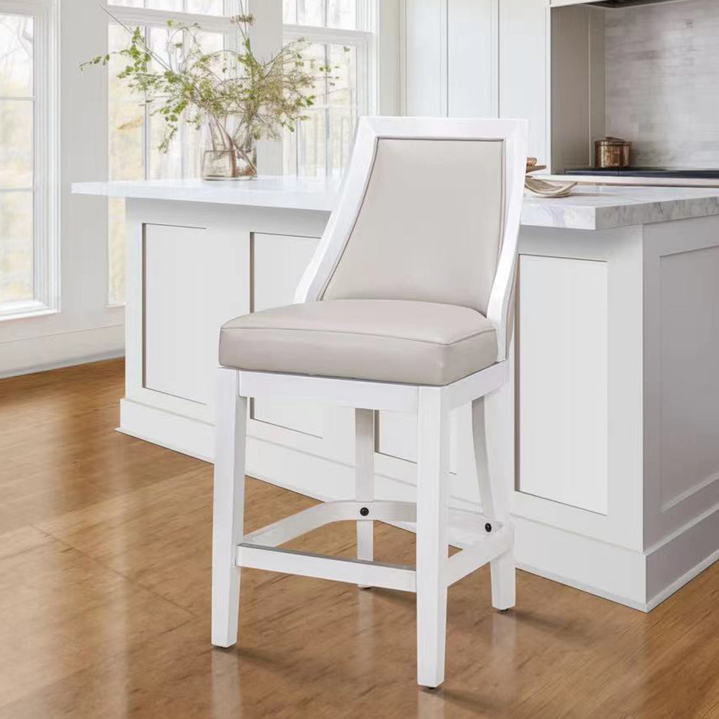 Ellis Swivel Barstool In Alabaster White