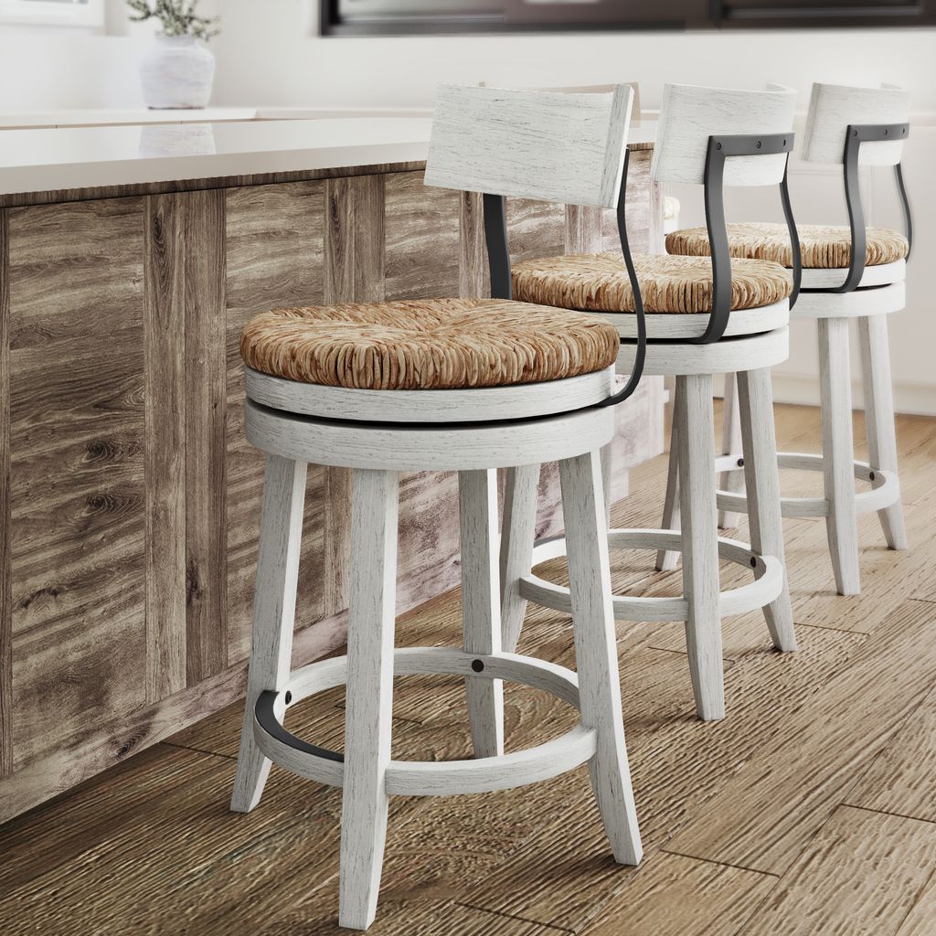 Farmhouse with Seagrass Seat in Reclaimed White