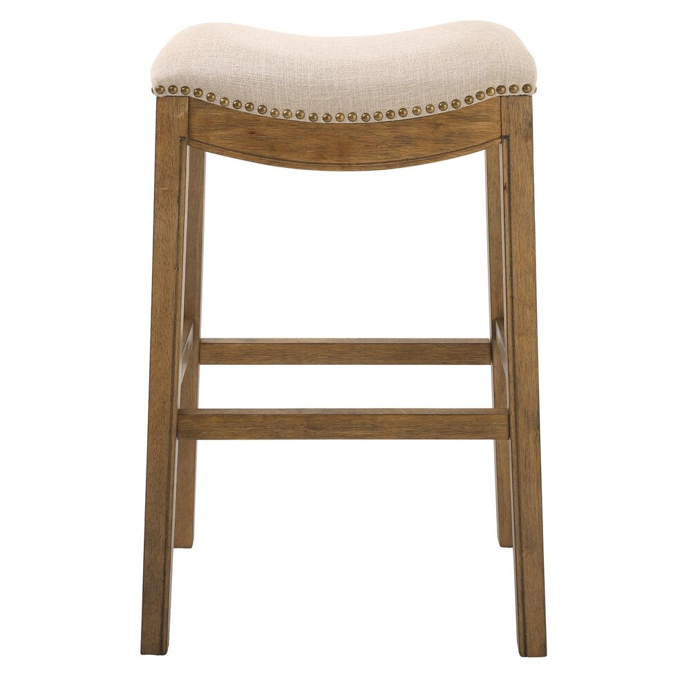 Saddle Style Stool with Cream Fabric - New Ridge Home