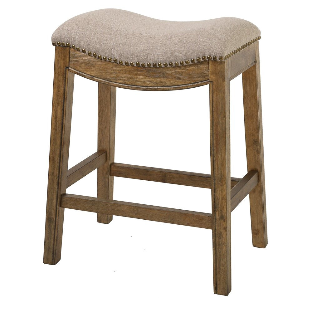 Saddle Style Stool with Cream Fabric - New Ridge Home