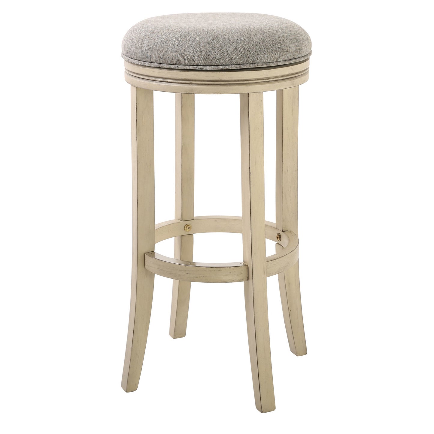 Victoria Swivel Stool in Distressed Ivory finish and Paradigm Quartz fabric - New Ridge Home