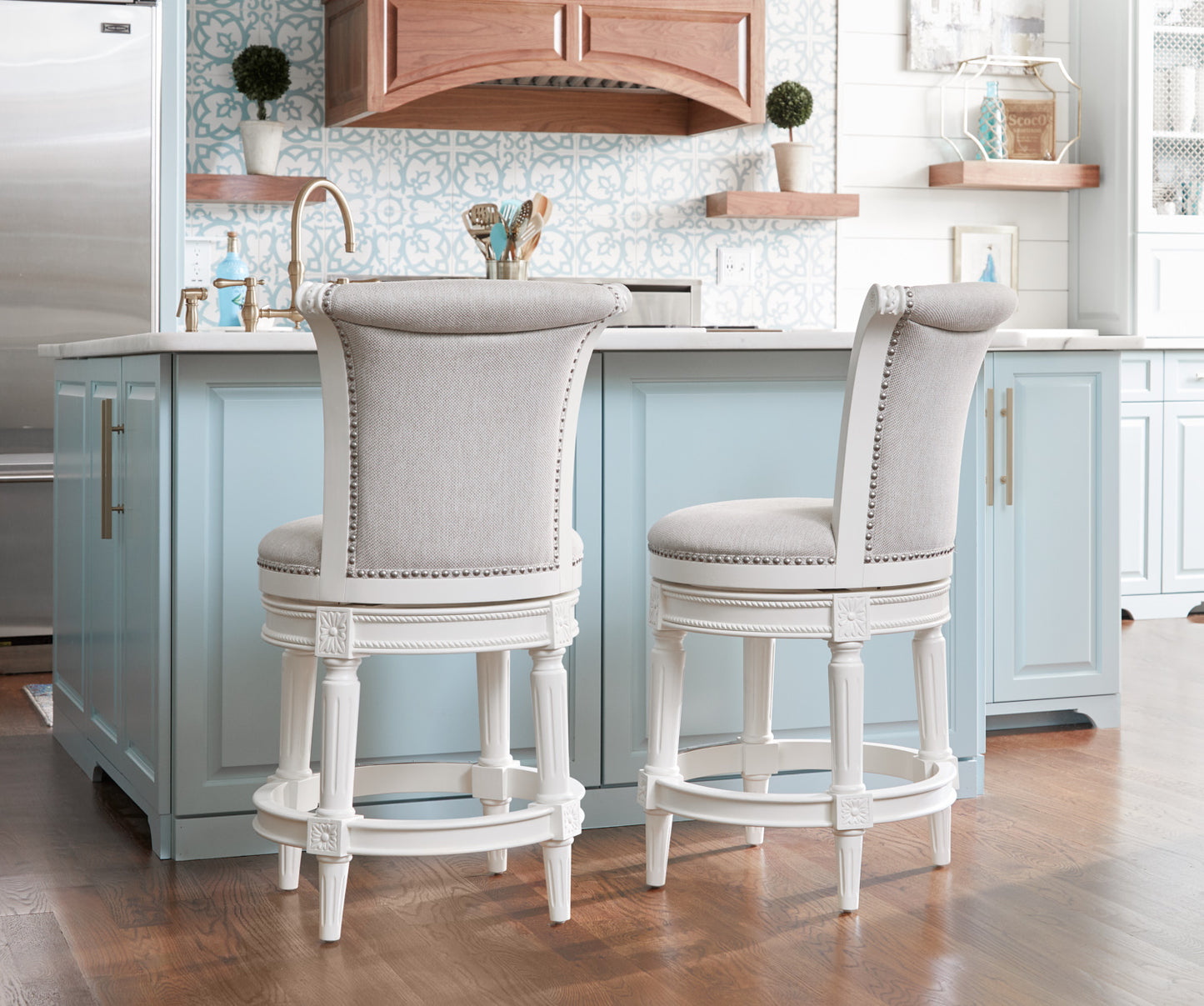 Chapman Swivel Barstool in Alabaster White - New Ridge Home