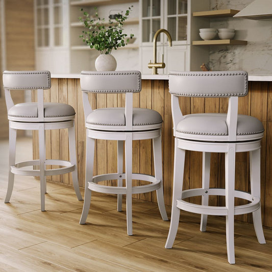 Pasha Stool in White with Gray Seat