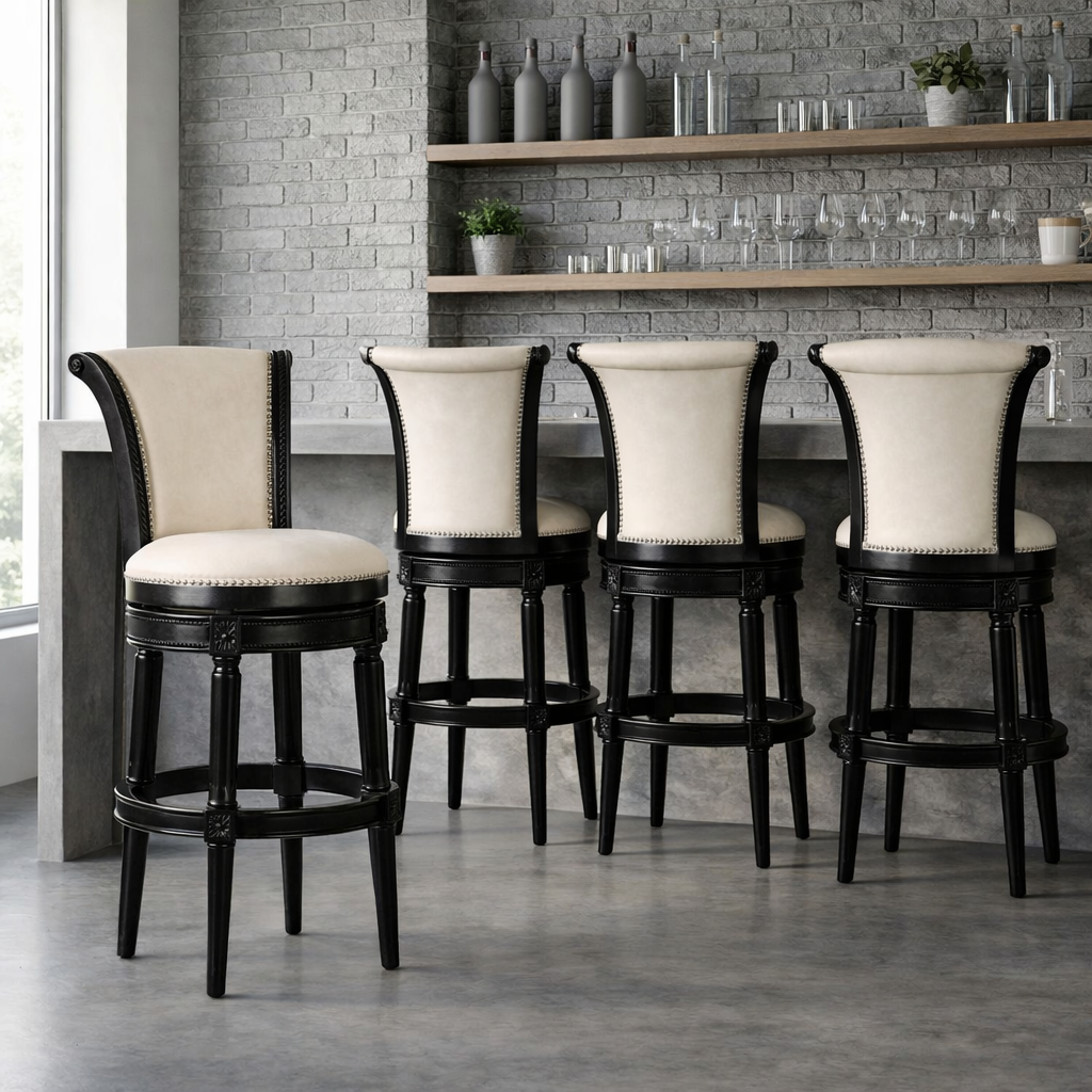 Chapman Swivel Barstool in Black and Ivory