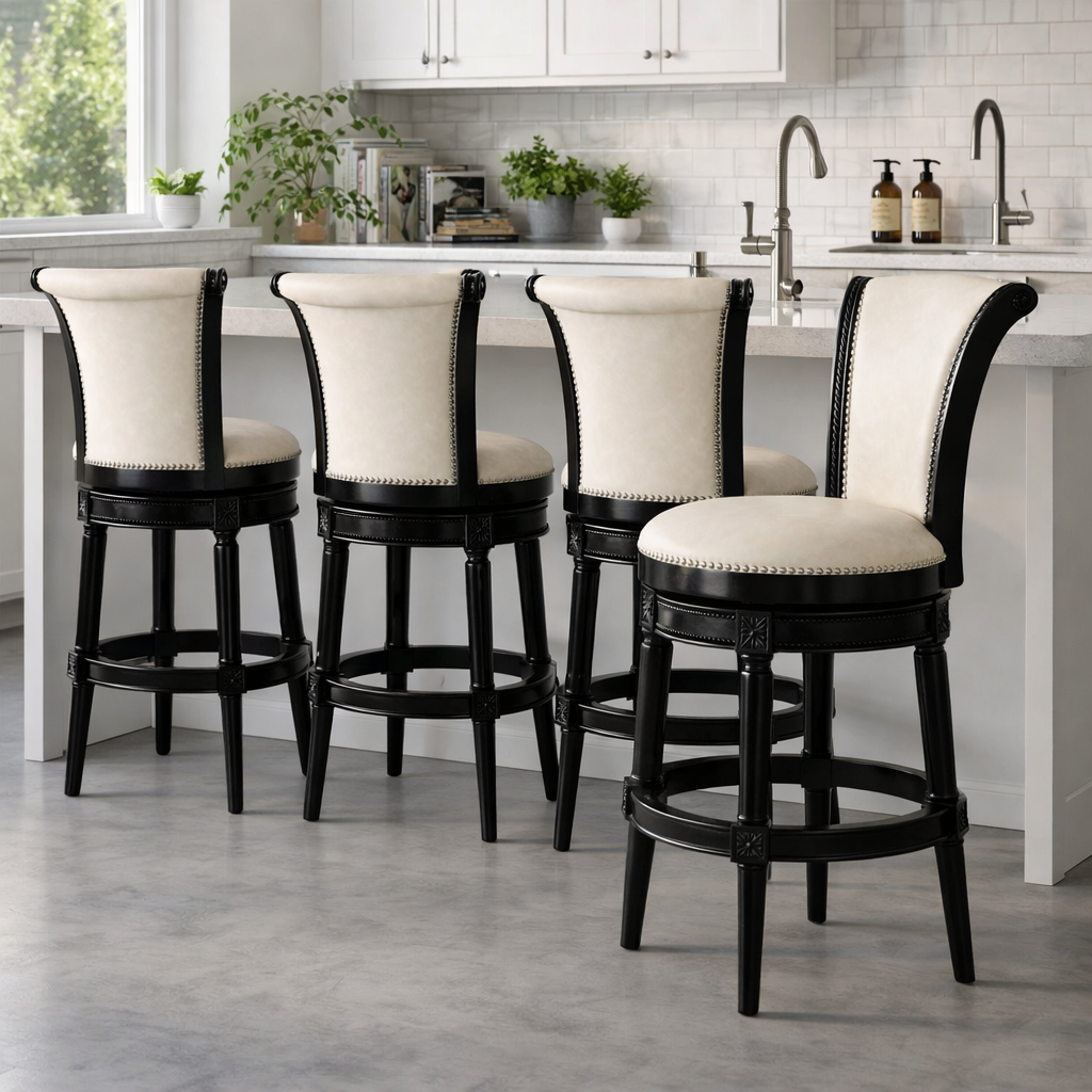 Chapman Swivel Barstool in Black and Ivory