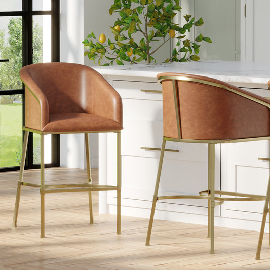 Hampton Bar Stool Brown PU