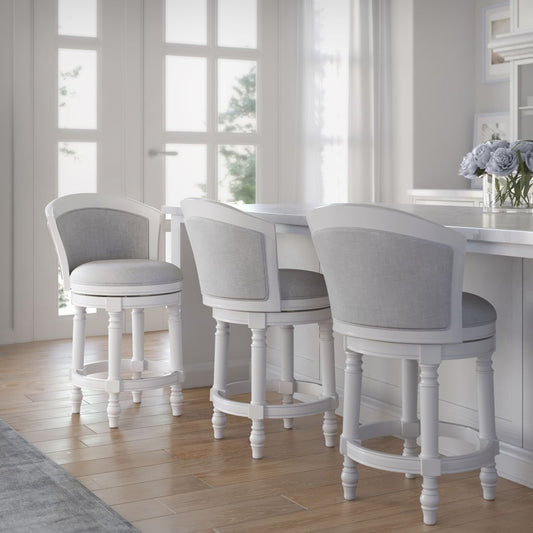 Emily Swivel Stool in White & Light Grey