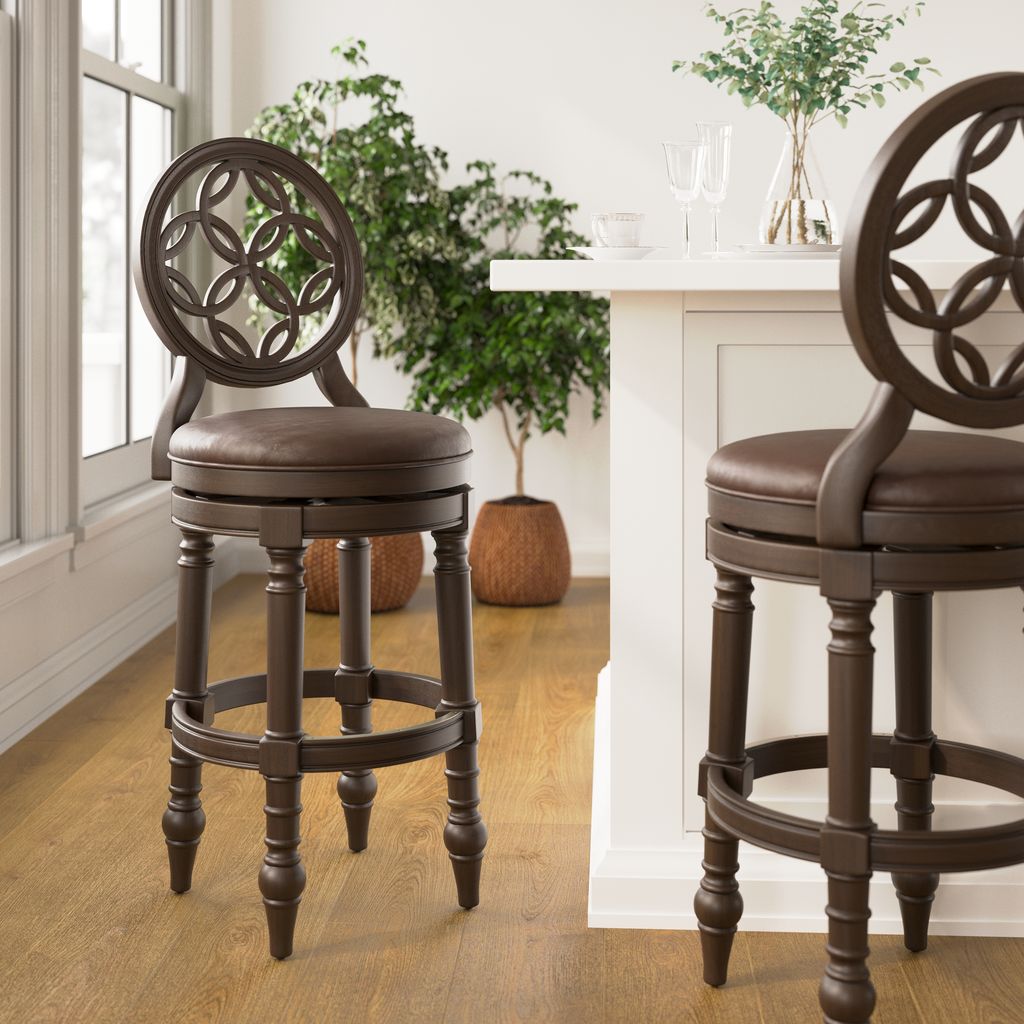 Tiffany Swivel Stool In Distressed Walnut