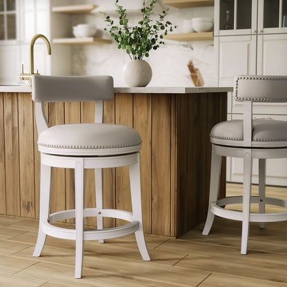 Pasha Stool in White with Gray Seat