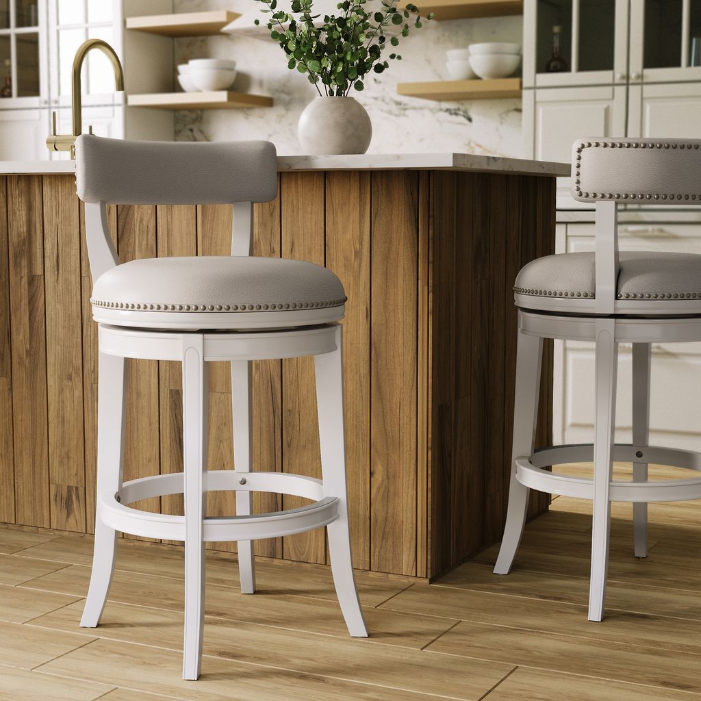 Pasha Stool in White with Gray Seat